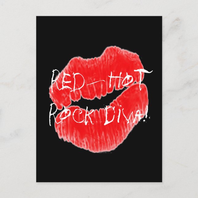 Red Hot Rock Diva Lippen IV Postkarte (Vorderseite)