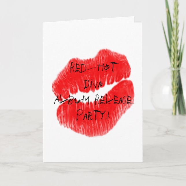 Red Hot Rock Diva Lips V Einladung (Vorderseite)