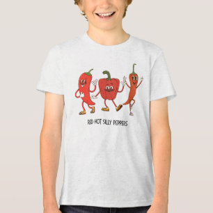 'Red Hot Silly Peppers' Lustiges Kinder-Geschenk Tri-Blend Shirt