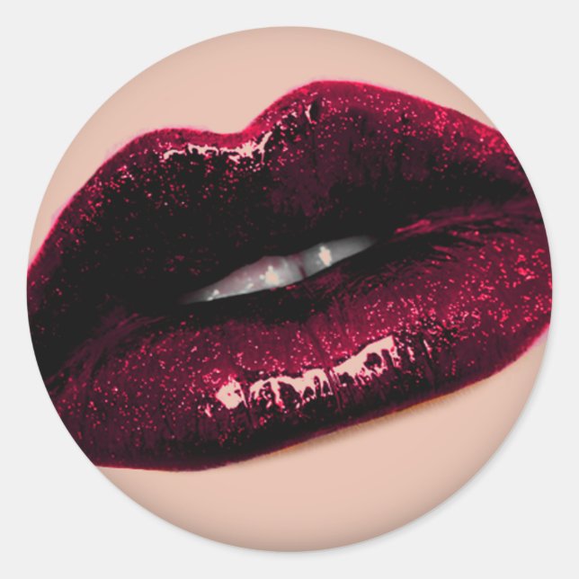 Red Hot Sparkling Kissable Lips Runder Aufkleber (Vorderseite)