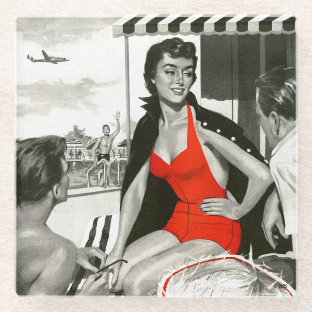 Red Hot Woman Glasuntersetzer (Vorderseite)