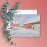 Red Houses Snow Norwegen Monet Postkarte<br><div class="desc">Eine schöne Kunstpostkarte von Claude Monet (1840-1926),  ein französischer Impressionist mit dem Titel Red Houses at Bjornegaard in the Snow,  Norwegen (1895). Eine skandinavische Winterlandschaft von einer Pferdestall und einem roten Haus im Schnee.</div>