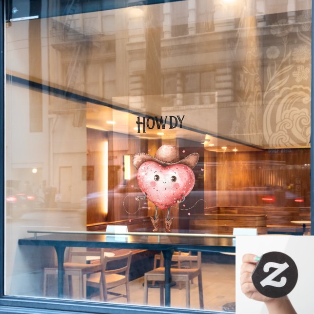 Red Howdy Cowgirl Heart  Fensteraufkleber (Café-Fenster)