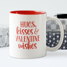 Red Hugs Kisses Valentinstag Kaffee Tasse