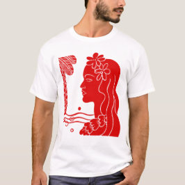 Red Hula Girl Head T - Shirt