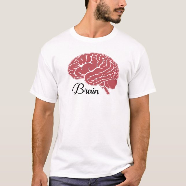 Red Human Brain Anatomy Illustration T-Shirt (Vorderseite)