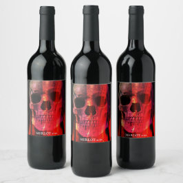 Red Human Skull Custom Wine Labels Weinetikett