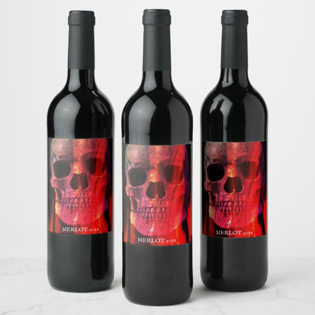 Red Human Skull Custom Wine Labels Weinetikett (Flaschen)
