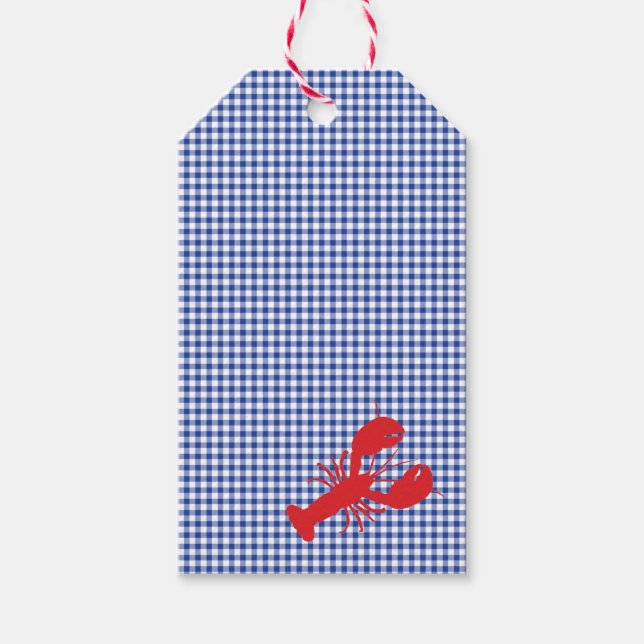 Red Hummer Blue White Gingham Designer Preppy Geschenkanhänger (Vorderseite)
