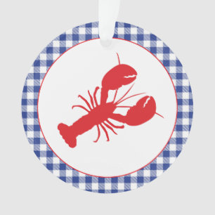 Red Hummer Blue White Gingham LOCATION Year Ornament
