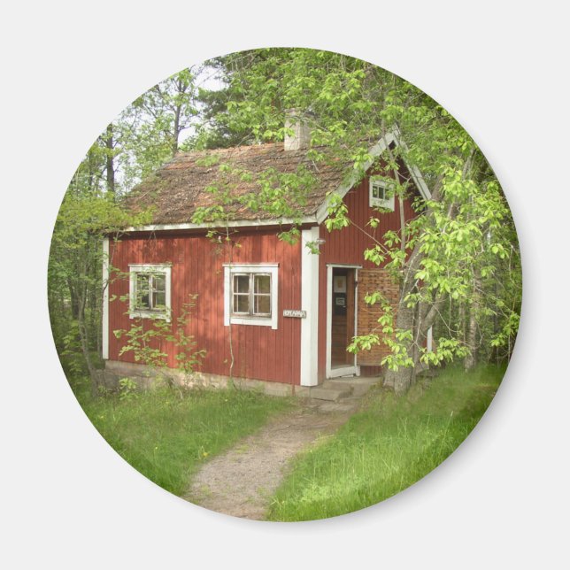 Red Hütte Round Magnet (Vorne)