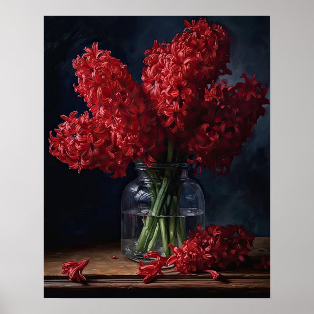 Red Hyacinth Blume Art Print Poster (Vorne)