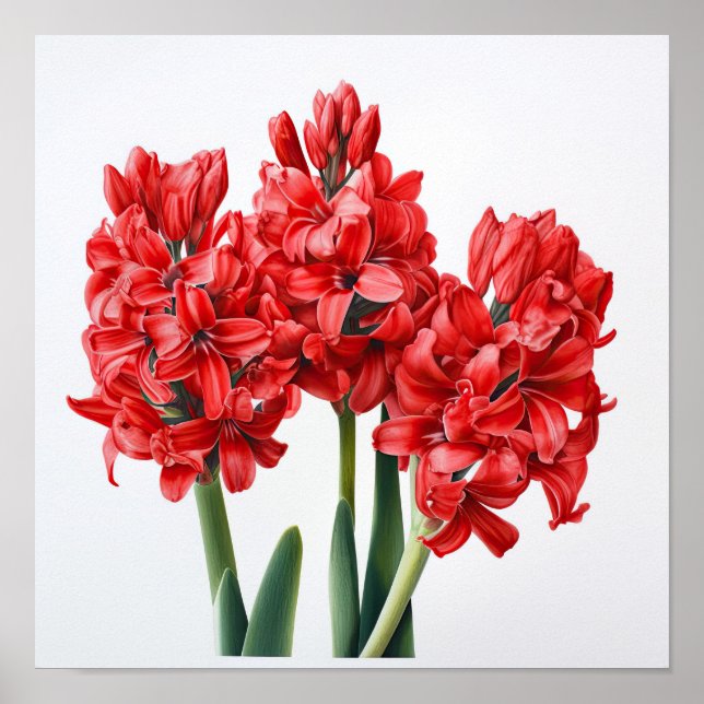 Red Hyacinth Blumen Art Print Poster (Vorne)