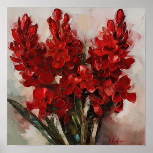Red Hyacinth Blumen Art Print Poster