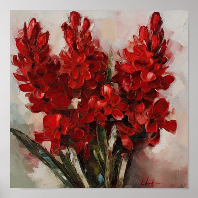 Red Hyacinth Blumen Art Print Poster (Vorne)