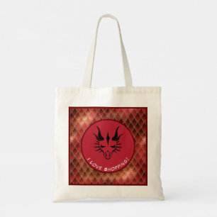 Red I Liebe Shopping Dragon Head & Scales Tote Tas Tragetasche