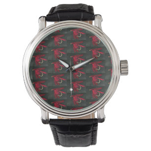 "Red Ibis" klassische Nassfliege, Fliegenfliege Armbanduhr