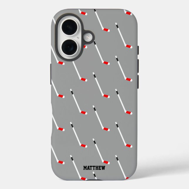 Red Ice Hockey Stick Pattern Personalisiert Case-Mate iPhone Hülle (Rückseite)