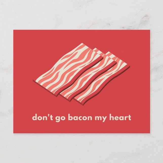 Red Illustriert Bacon Liebe Postkarte (Vorderseite)