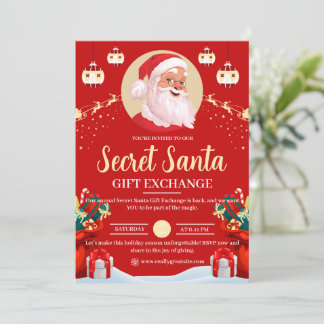 Red Illustriert Secret Santa Gift Exchange Flyer Einladung