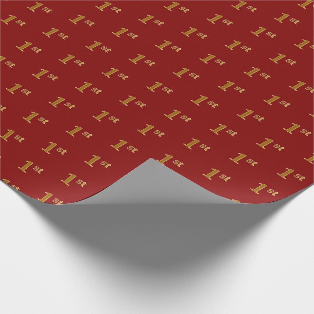 Red, Imitate Gold 1. (First) Event Wrapping Paper Geschenkpapier (Ecke)