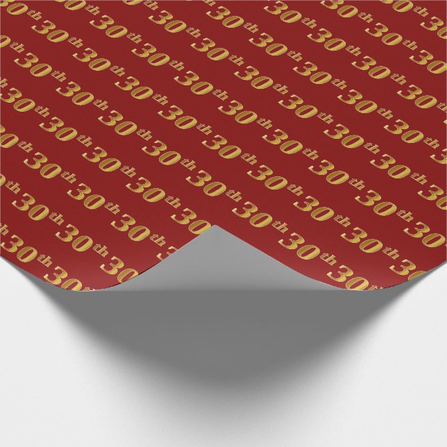 Red, Imitate Gold 30. (30.) Event Geschenkpapier (Ecke)