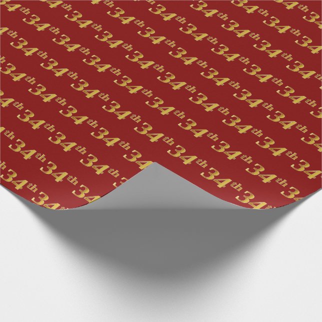 Red, Imitate Gold 34. (34.) Event Geschenkpapier (Ecke)