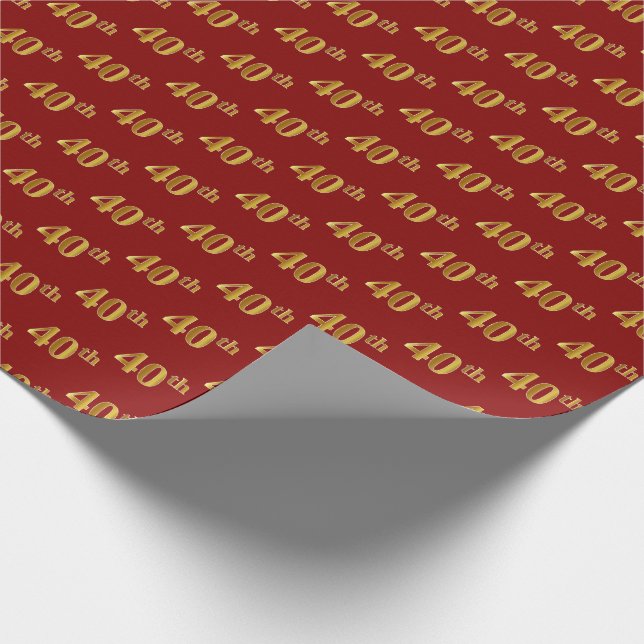 Red, Imitate Gold 40. (40.) Event Geschenkpapier (Ecke)