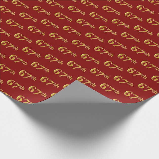 Red, Imitate Gold 67. (siebenundsechzigste) Verans Geschenkpapier (Ecke)