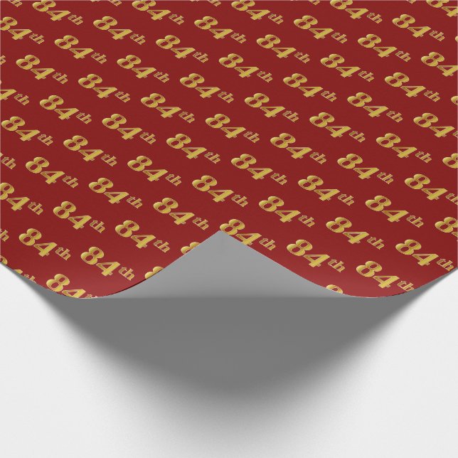 Red, Imitate Gold 84. (Achtzigste) Event Geschenkpapier (Ecke)