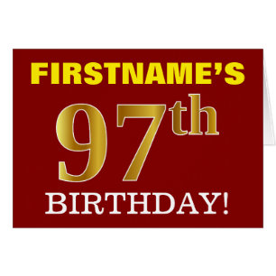 Red, Imitation Gold "97. BIRTHDAY" Geburtstagskart