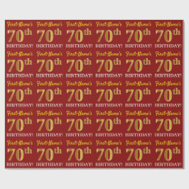 Red, Imitation Gold Look "70. GEBURTSTAG" Geschenkpapier