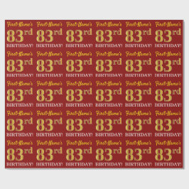 Red, Imitation Gold Look "83. BIRTHDAY" Geschenkpapier