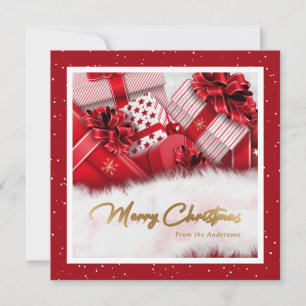 Red Imitats Gold Foil Snow Gaben Weihnachtskarten Feiertagskarte