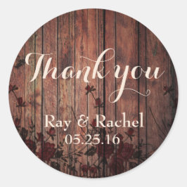 Red Imitats Lace Floral Vielen Dank Runder Aufkleber