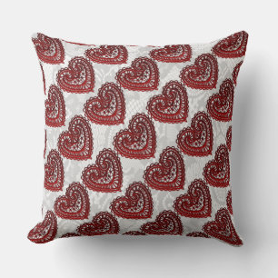 Red Imitats Lace Valentine Hearts Kissen