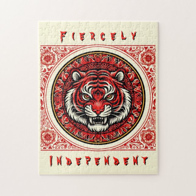 Red Independent Tiger Puzzle (Vertikal)