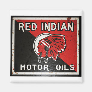 Red Indian Motor Oil Sign Rusted zu. Magnet