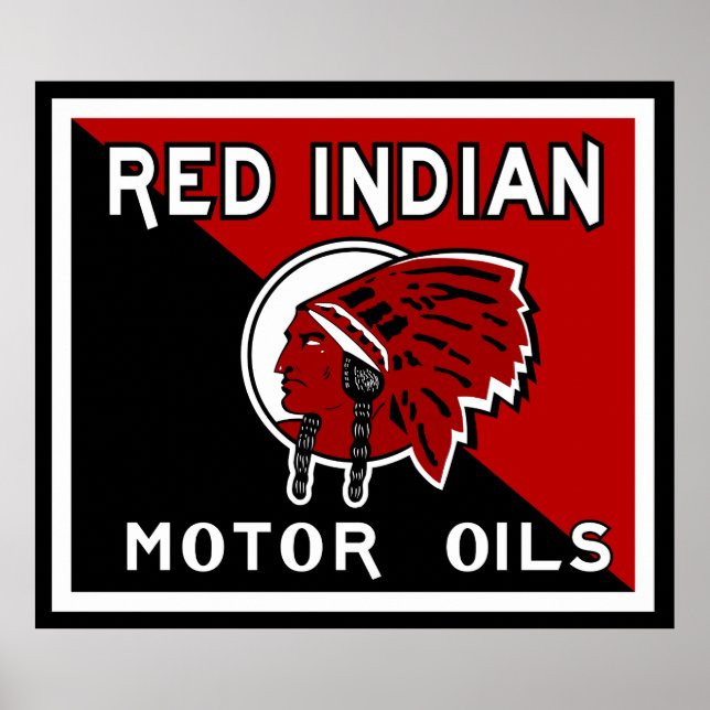 Red Indian Motor Oil Vintag Schilder flach versenk (Vorne)