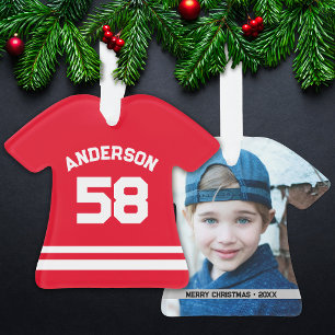 Red Individuelle Name, Number, Foto Sports Jersey Ornament
