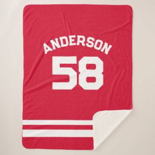 Red Individuelle Name & Number Sports Fan Sherpadecke