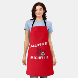 Red Individuelle Name Nurse Schürze