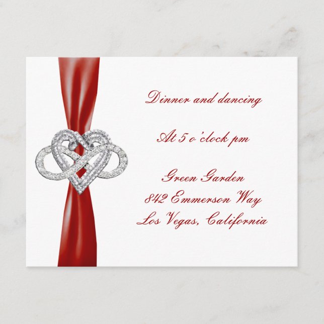 Red Infinity Heart Wedding Card Begleitkarte (Vorderseite)