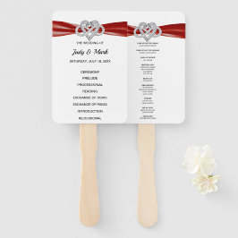 Red Infinity Heart Wedding Program Fans Fächer