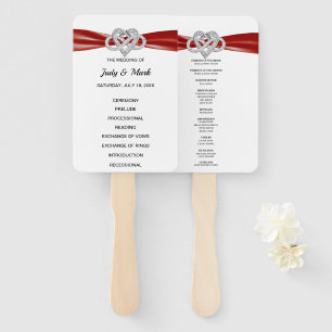 Red Infinity Heart Wedding Program Fans Fächer