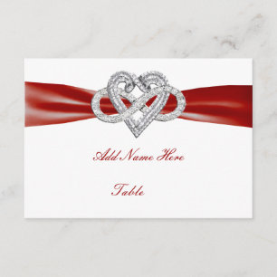 Red Infinity Heart Wedding Table Platzkarte