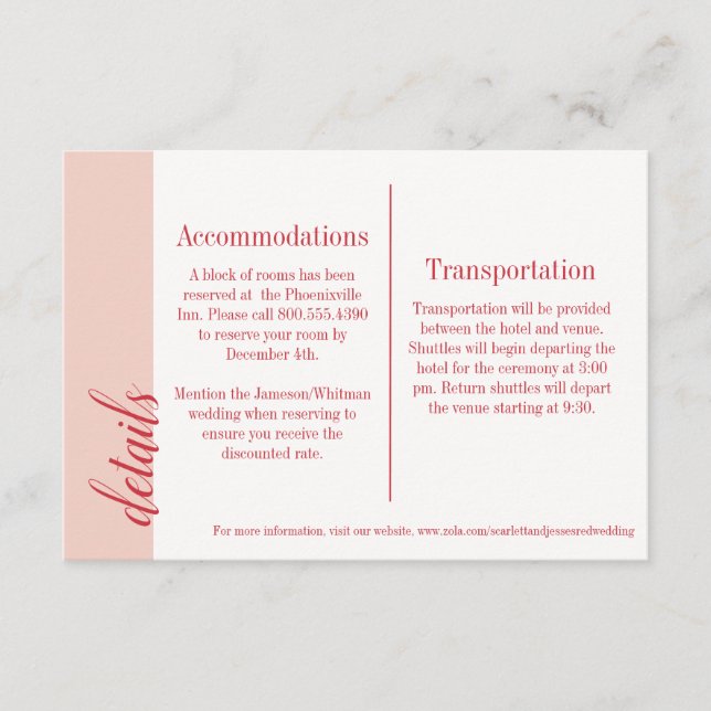 Red Insert Card, Caroline Wedding (Vorderseite)