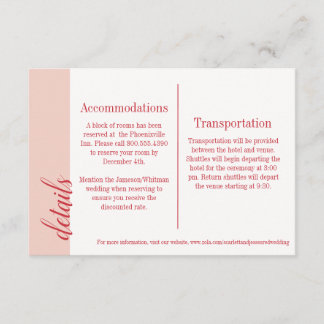 Red Insert Card, Caroline Wedding