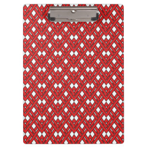 Red Interlocking Rhombusse Geometric Zig Zag Lines Klemmbrett