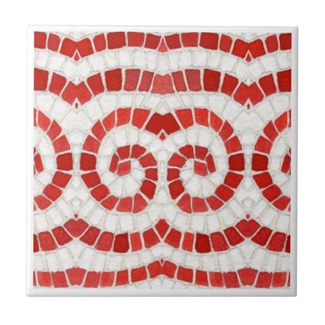 RED IONIC MOSAIC 4,25" Square Keramik Tile Fliese (Vorderseite)